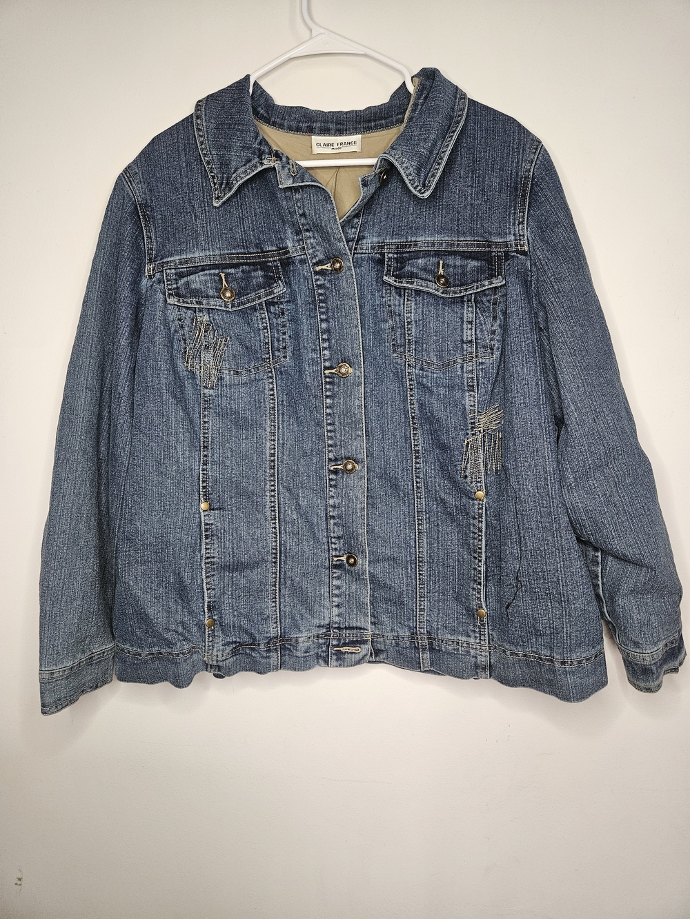 Claire France Lined Stretch Denim Jacket Size 18 🧥✨
